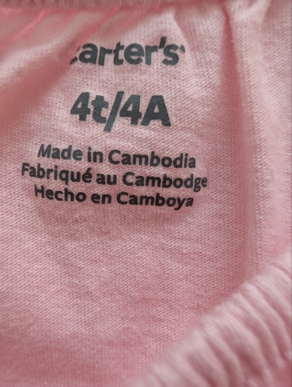 Carter's Girls Light Pink Girls Top with Bunny Graphic Cotton Size 4T - Picture 3 of 6